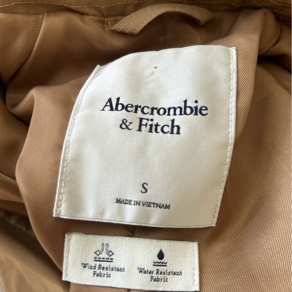 Abercrombie & Fitch Classic Trench Coat Wind Water Resistant Sz Small Camel Tan - Picture 9 of 9